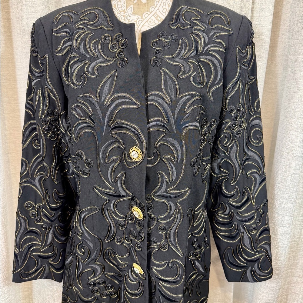 Felice women’s Elegant Black Blazer with Gold Detailing size 16 - Picture 2 of 7